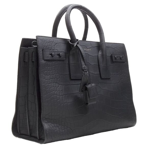 Saint Laurent Small Sac De Jour Stamped Croc Tote Bag - Picture 3 of 6